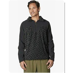 Prana Sweater Mens Medium Black  Fleece 1/4 Zip Aztec Geometric Southwestern